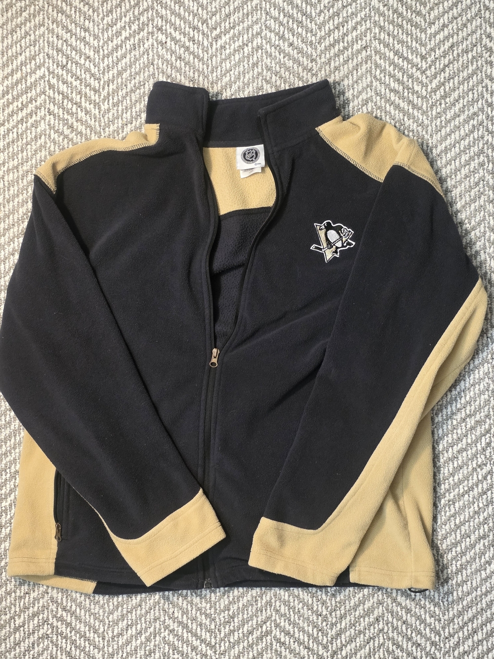 Official NHL Pittsburgh Penguins Fleece Full Zip Jacket Size Large